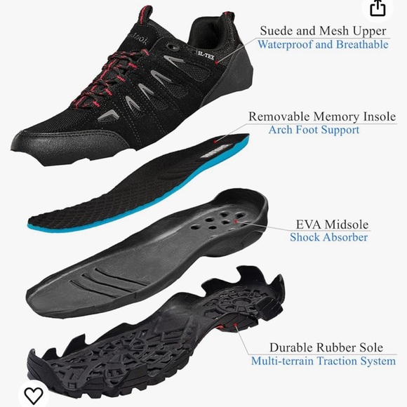 Shulook Black Trail Shoes with Reinforced Toe Box and Deep Tread Outsole - Picture 4 of 8